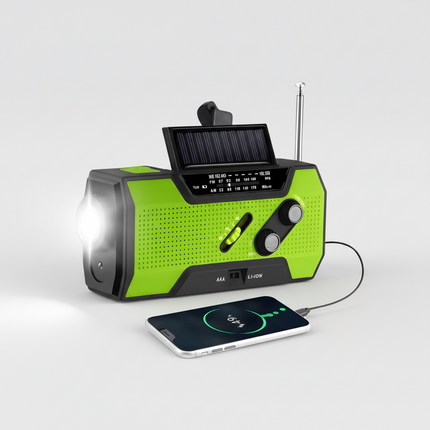 Portable Emergency Radio with Solar and Hand Crank Charger | Stay Informed and Powered During Outages