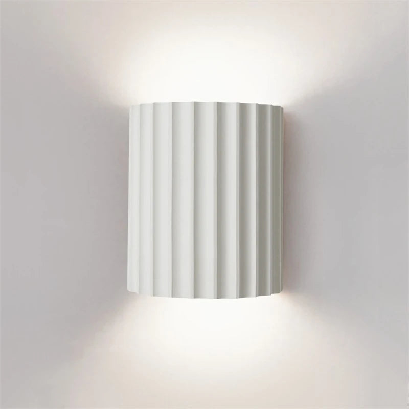Nordic Modern Wall Sconce Lighting with Ribbed Design | Elegant Resin Wall Lamp for Soft Ambient Illumination 0