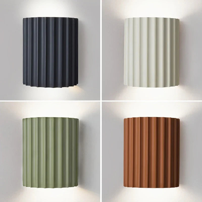 Nordic Modern Wall Sconce Lighting with Ribbed Design | Elegant Resin Wall Lamp for Soft Ambient Illumination 1