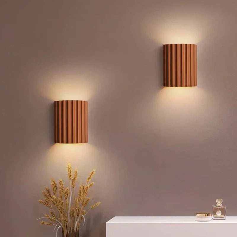 Nordic Modern Wall Sconce Lighting with Ribbed Design | Elegant Resin Wall Lamp for Soft Ambient Illumination 3