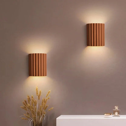 Nordic Modern Wall Sconce Lighting with Ribbed Design | Elegant Resin Wall Lamp for Soft Ambient Illumination 3