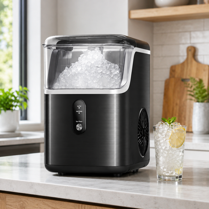Nugget Ice Maker with Self-Cleaning Function | Compact Countertop Ice Machine for Soft Chewable Ice