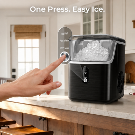 Nugget Ice Maker with Self-Cleaning Function | Compact Countertop Ice Machine for Soft Chewable Ice