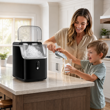 Nugget Ice Maker with Self-Cleaning Function | Compact Countertop Ice Machine for Soft Chewable Ice
