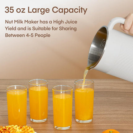 Nut Milk Maker Electric Appliance with 35 Oz Capacity | Multi-Function for Fresh Plant-Based Drinks at Home