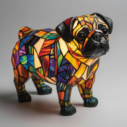 LED Dog Table Lamp with Colorful Stained Glass Design | Cozy Night Light for Bedrooms and Nurseries