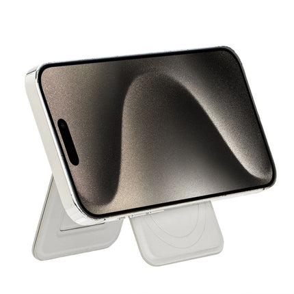 Foldable Magnetic Phone Stand for MagSafe Phones, Adjustable Angle Holder That Snaps On One-Handed and Folds Flat
