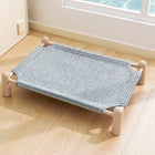 Wooden Raised Cat Bed, Cooling Dog Bed with Breathable Woven Cover – image 6