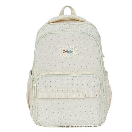 School Backpacks, Stylish Polka Dot Backpack, Ruffled Laptop Backpack, Book Bag with Multiple Compartments for Daily Use