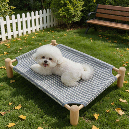 Elevated Dog Bed for Small and Medium Dogs, Wooden Raised Cat Bed