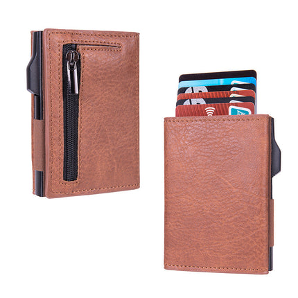 RFID Blocking Slim Wallet, Metal Card Holder Case for Up to 6 Cards with Elastic Cash Pocket, 4 Colors, Front Pocket Wallet
