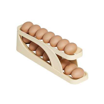Rolling Egg Dispenser Rack for Refrigerator, Stackable Space Saving Egg Holder Organizer with Auto Roll Design