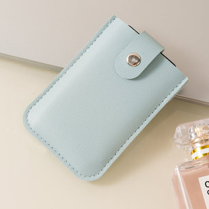 PU Leather Card Holder Wallet, Slim Pull Tab Credit Card Case with Snap Closure, Holds 10 Cards