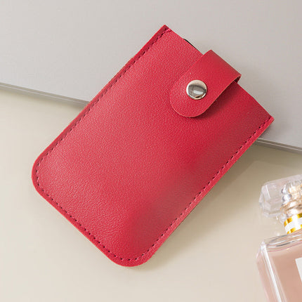 PU Leather Card Holder Wallet, Slim Pull Tab Credit Card Case with Snap Closure, Holds 10 Cards