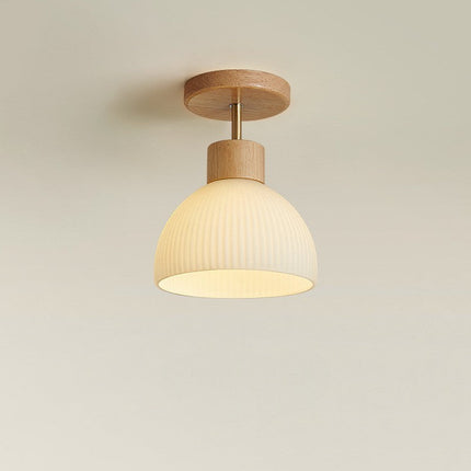 LED Ceiling Lamp with Natural Wood & Glass Design | Soft Ambient Lighting for Modern Interiors