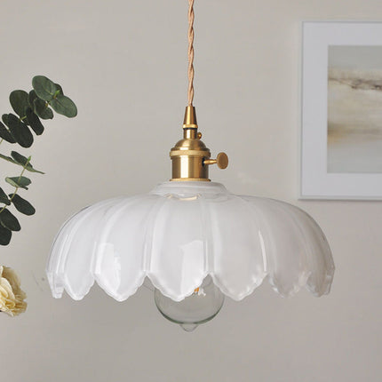 Kitchen Island Pendant Light, Vintage Flower Glass Hanging Light, Dining Room Lighting Fixture with Brass Finish_18