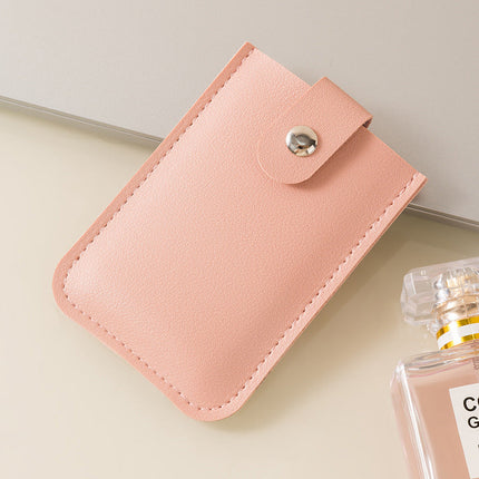 PU Leather Card Holder Wallet, Slim Pull Tab Credit Card Case with Snap Closure, Holds 10 Cards