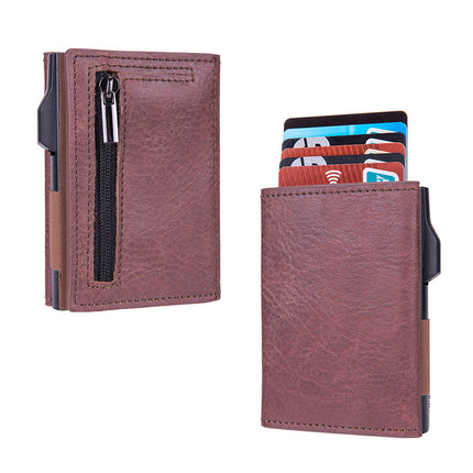 RFID Blocking Slim Wallet, Metal Card Holder Case for Up to 6 Cards with Elastic Cash Pocket, 4 Colors, Front Pocket Wallet