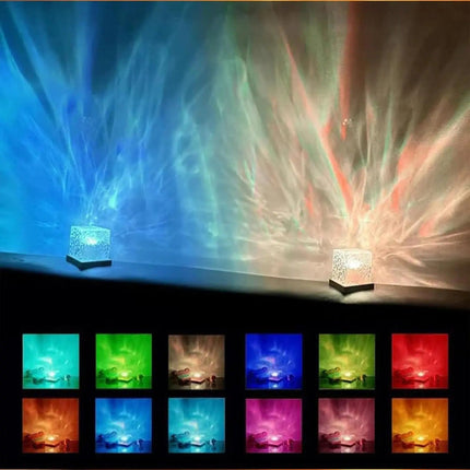 LED Ocean Wave Projector Lamp with 16 Color Settings | Compact Night Light for Soothing Atmosphere