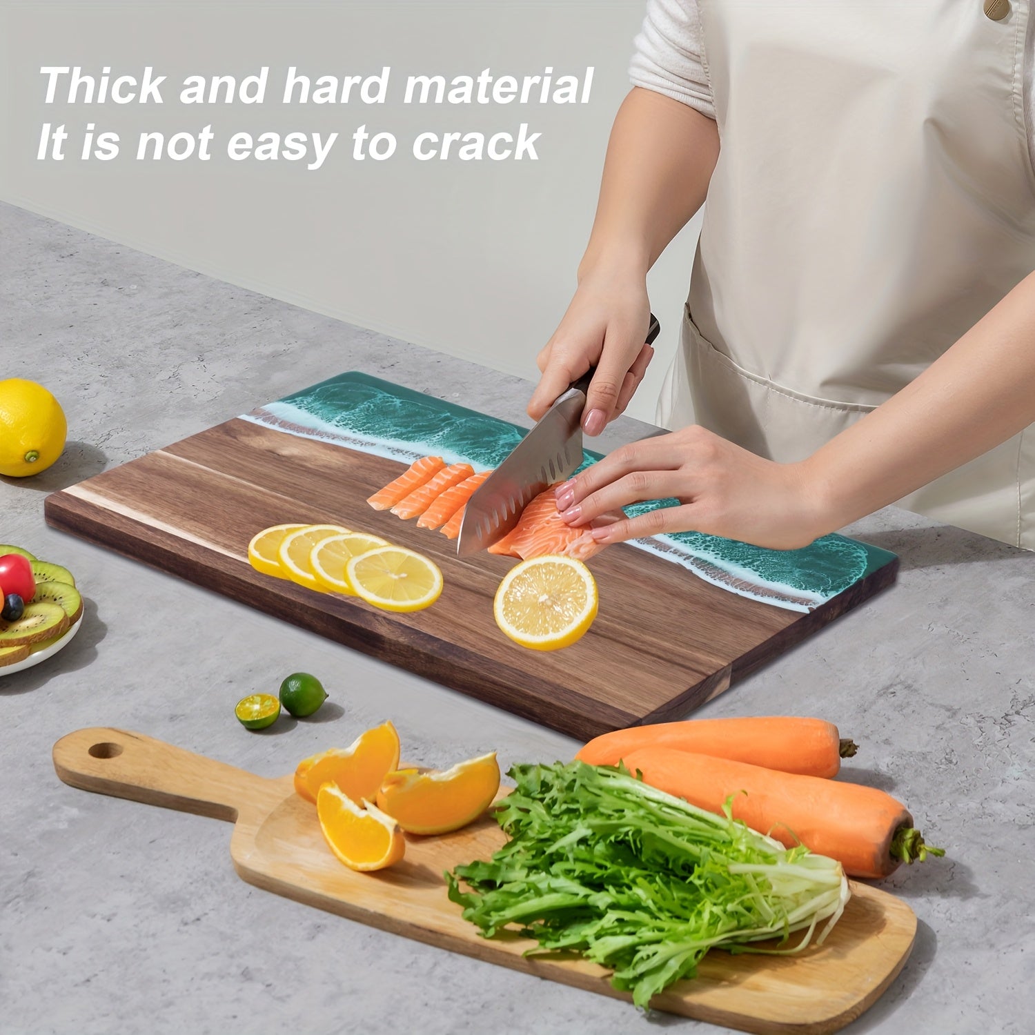 Ocean Wave | Custom Wood Cutting Board with Ocean Resin Inlay | Versatile Kitchen Essential for Chopping and Serving 3