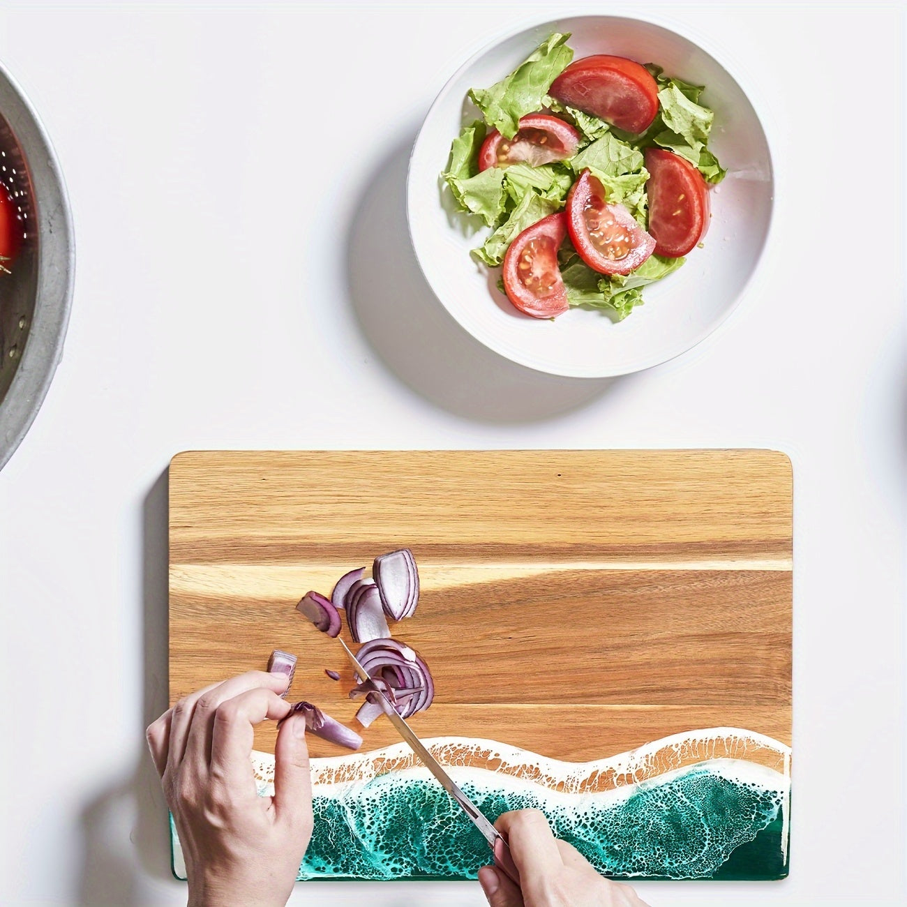 Ocean Wave | Custom Wood Cutting Board with Ocean Resin Inlay | Versatile Kitchen Essential for Chopping and Serving 8