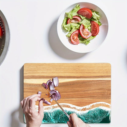 Ocean Wave | Custom Wood Cutting Board with Ocean Resin Inlay | Versatile Kitchen Essential for Chopping and Serving 8