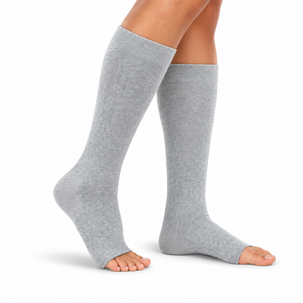 Compression Socks, Open Toe Compression Stockings with Arch Support, Bamboo Knee High Socks for Day and Night_01
