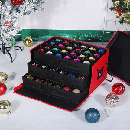 Christmas Ornament Storage Box with Stackable Trays & Adjustable Dividers | Organize Up to 72 Ornaments Safely