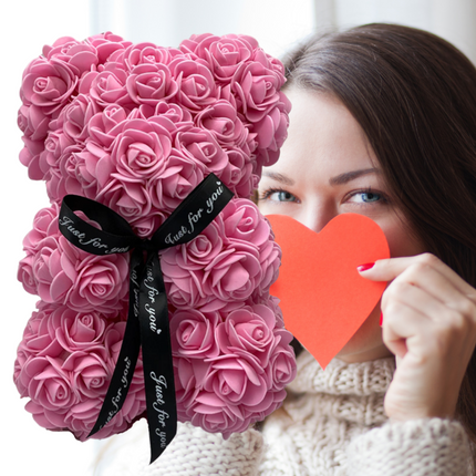 Rose Bear Gift Decoration with Charming Flower Design | Lasting Keepsake for Mother’s Day and Special Occasions