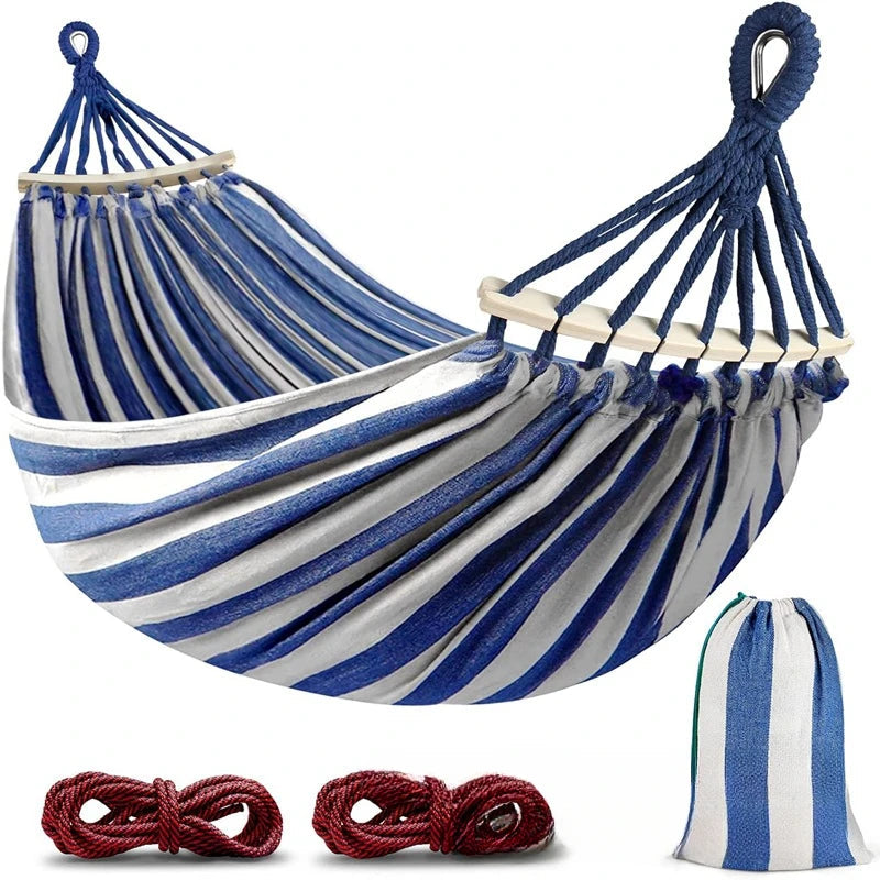 Outdoor Comfort | Camping Hammock with Anti-Roll Design & Wooden Spreaders | Durable Canvas for Ultimate Relaxation 0