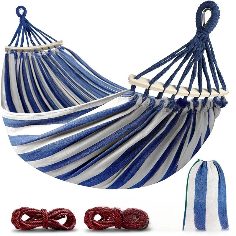 Outdoor Comfort | Camping Hammock with Anti-Roll Design & Wooden Spreaders | Durable Canvas for Ultimate Relaxation 1