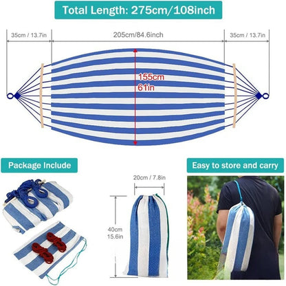 Outdoor Comfort | Camping Hammock with Anti-Roll Design & Wooden Spreaders | Durable Canvas for Ultimate Relaxation 4