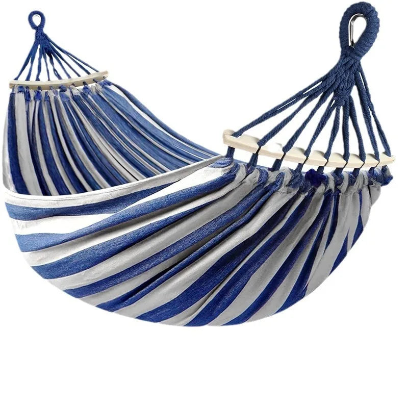 Outdoor Comfort | Camping Hammock with Anti-Roll Design & Wooden Spreaders | Durable Canvas for Ultimate Relaxation 5