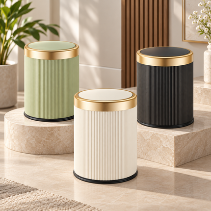 Small Trash Can with Lid, Bathroom Trash Can with Press Top, Oval Garbage Can for Bedroom and Office_00