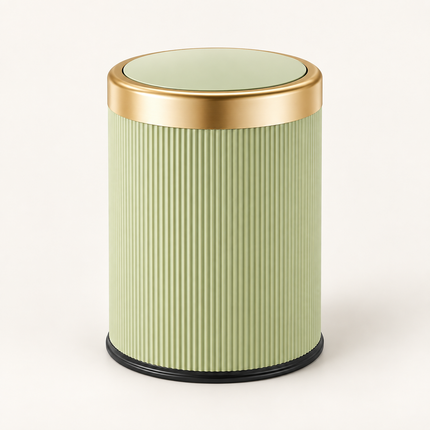 Small Trash Can with Lid, Bathroom Trash Can with Press Top, Oval Garbage Can for Bedroom and Office_02