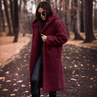 Womens Winter Coat with Hood, Oversized Wool Coat with Button Fastening, Full Length Hooded Overcoat and Long Coat
