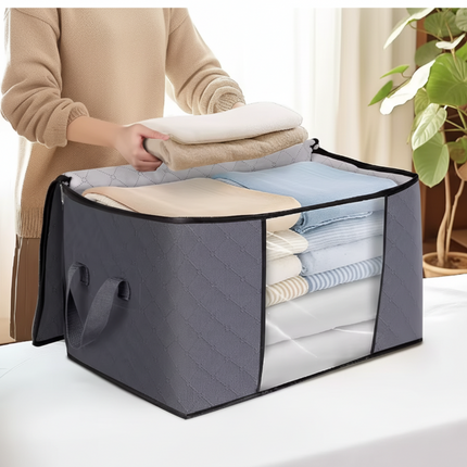 Large Fabric Storage Organizer Bags with Reinforced Handles | Foldable Clothing Storage Solution for Dust-Free Organization
