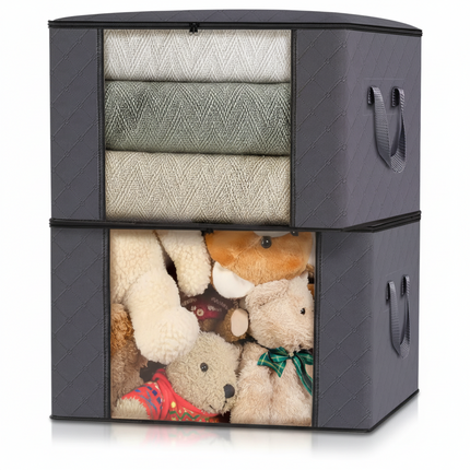 Large Fabric Storage Organizer Bags with Reinforced Handles | Foldable Clothing Storage Solution for Dust-Free Organization