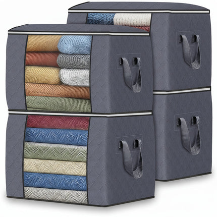 Large Fabric Storage Organizer Bags with Reinforced Handles | Foldable Clothing Storage Solution for Dust-Free Organization