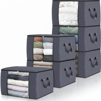 Large Fabric Storage Organizer Bags with Reinforced Handles | Foldable Clothing Storage Solution for Dust-Free Organization