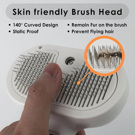 Pet Grooming Brush with Self-Cleaning Silicone Bristles & Mist Spray | Reduces Shedding for Cats and Dogs