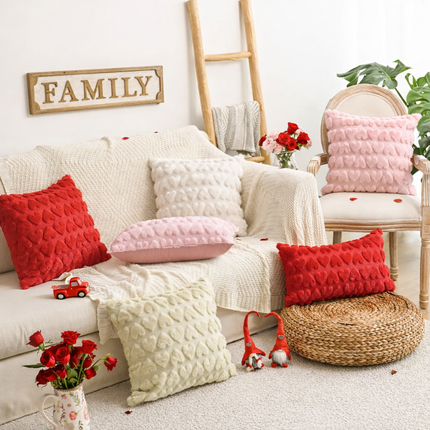 Valentine Heart Pattern Pillow Covers with Hidden Zipper | Soft Polyester Decor for Cozy Home Style