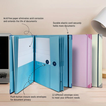 Document Binder Organizer in Pink with Labeled Folders | Compact File Storage for Home Records and Office Documents