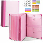 Paperwork Organizer Binder with Pocket Folders, Document Folder for Home Records, Pink 3 Ring Binder with File Folders_00
