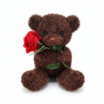 Plush Bear Stuffed Animal with Decorative Rose | Soft Gift for Romantic Occasions