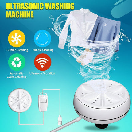 Portable Mini Washing Machine with Ultrasonic Cleaning | USB Powered for Travel and Small Loads
