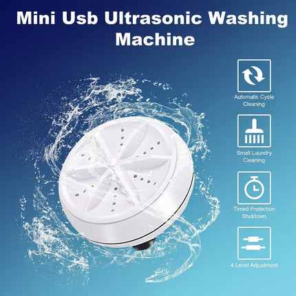 Portable Mini Washing Machine with Ultrasonic Cleaning | USB Powered for Travel and Small Loads