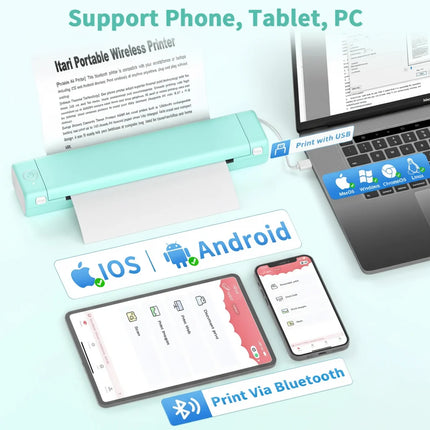 Portable Thermal Printer with Bluetooth Connectivity | Compact Inkless Printer for Documents and Images