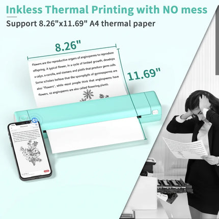 Portable Thermal Printer with Bluetooth Connectivity | Compact Inkless Printer for Documents and Images