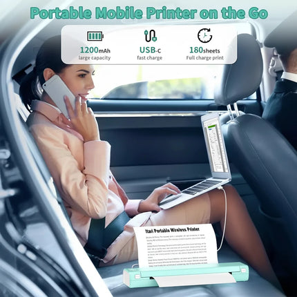 Portable Thermal Printer with Bluetooth Connectivity | Compact Inkless Printer for Documents and Images